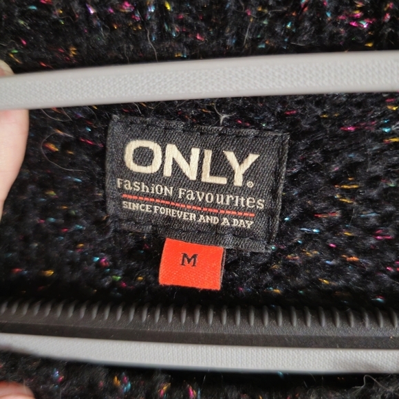 ONLY Women's Black Rainbow Sparkle Knit Sweater Size Medium - Picture 6 of 7